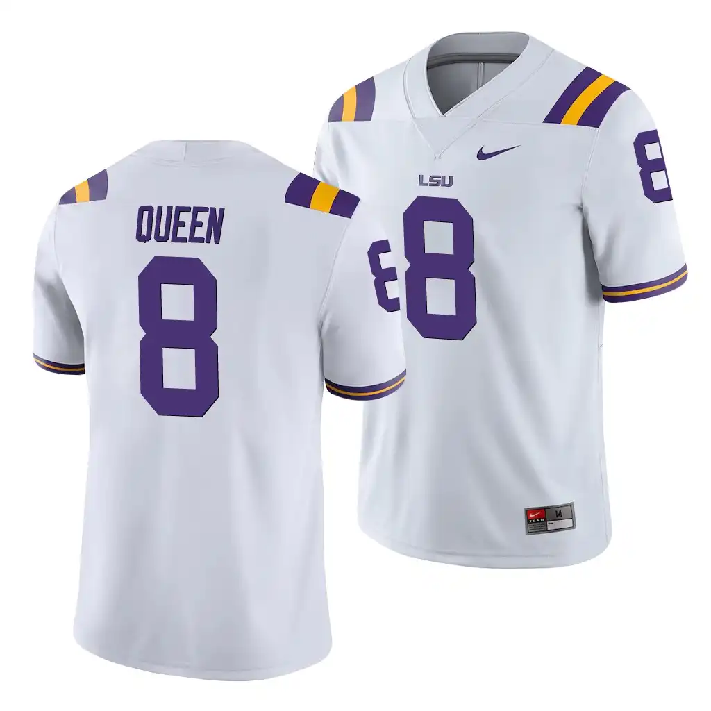 Men's LSU Tigers Patrick Queen #8 Game White NCAA Football Jersey